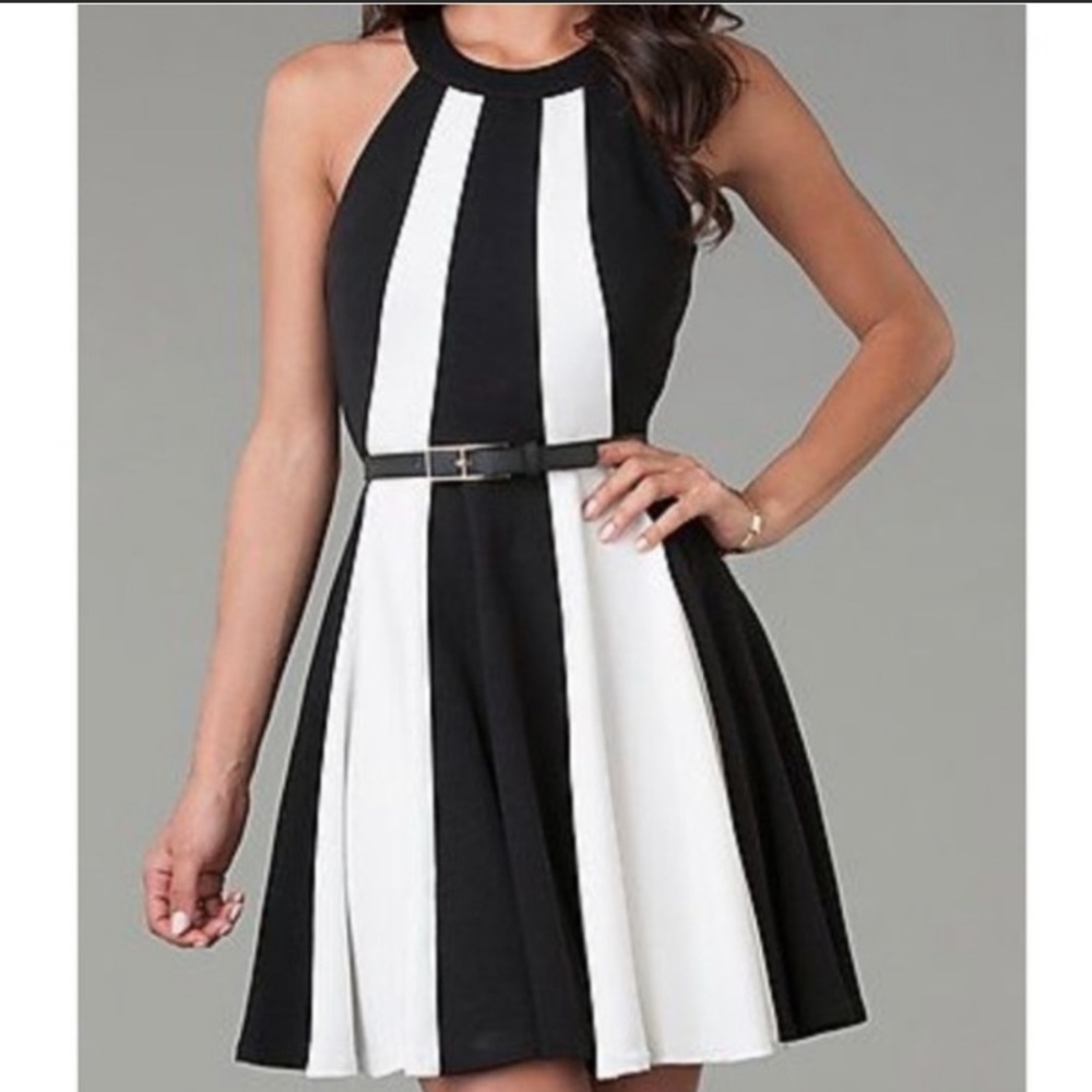 Navy and White Fit & Flare Dress 👗